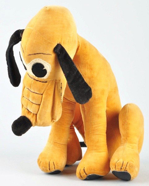 Walt Disney Pluto Stuffed Doll.: Probably Charlotte Clark pattern doll. Hole in underside of back left leg. Size: 15 - 1/2" T.