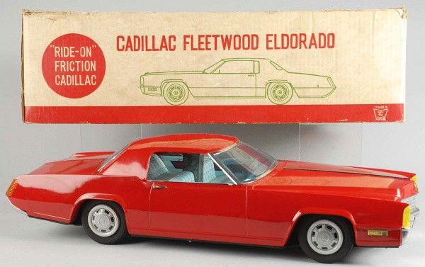 Tin 1967 Cadillac Eldorado Friction Toy.: Japanese. Made by Ichiko. Working. Largest Japanese vintage toy car ever made. A few box rubs to roof but very little wear overall. Includes original box and cardboard insert with some paper loss and