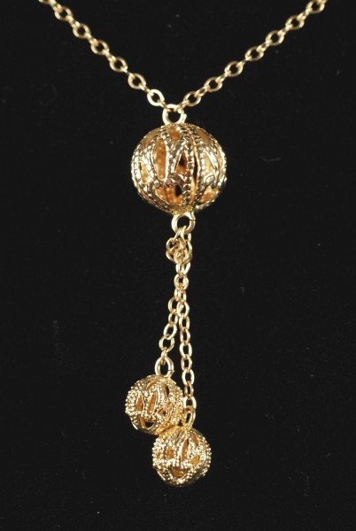 14K Gold Necklace with Gold Balls Attached.
