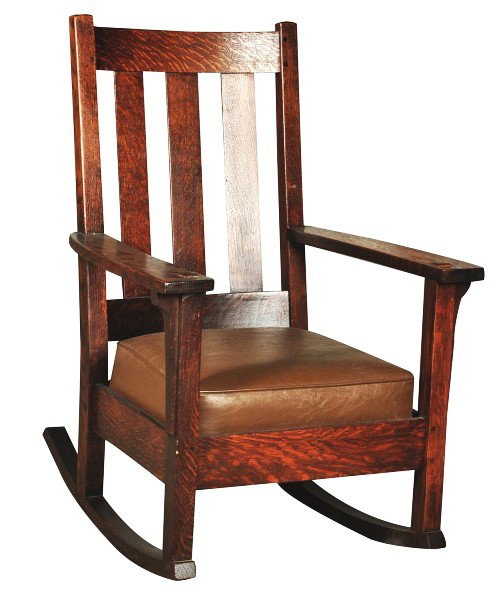 Limbert's Oversized Rocking Chair.: Over-varnish to finish. Branded under arm. Size: 40" T.