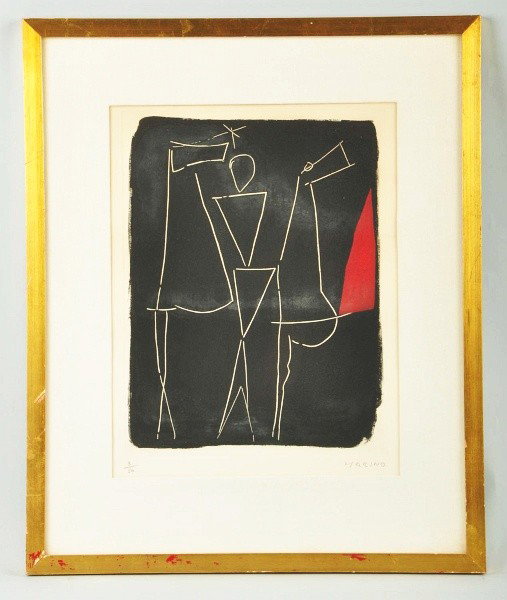 Signed Color Print by Marino Marini.: SLR Marino and numbered LL 3/50. Marino Marini (1901 - 1980), Italian sculptor, painter and graphic artist. Marini's work has an elemental simplicity and has almost been limited, apart from his few po
