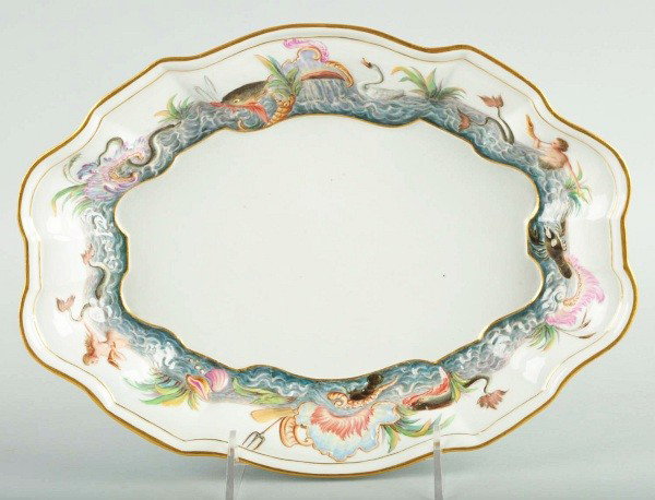 Meissen Venus, Neptune, & Mermaid Bowl.: Beautiful image of water scene with Neptune. Bowl has Meissen stamp. Size: 14" L.