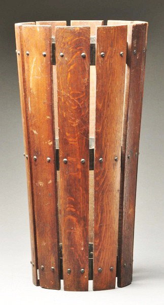 Arts & Crafts Wooden Umbrella Stand.: Sound construction without damage. Size: 24" T. CORRECTION - Made by Gustav Stickley.