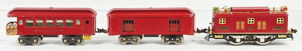 Lionel Bailey Special Passenger Train Set.: American. Standard gauge. Includes 8E electric engine with cream inserts and 32 and 36 passenger cars in wine color. Very little wear overall. Includes original set box and individual boxes, one missi