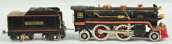Lionel Standard Gauge No. 390E Loco & Tender.: American. Includes 390-E engine and 390-T tender. Locomotive with replaced wheels and scratching to cab. Size: