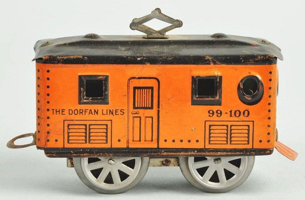Tin Dorfan O Gauge No. 99-100 Train Locomotive.: Minor scratching and wear. Size: