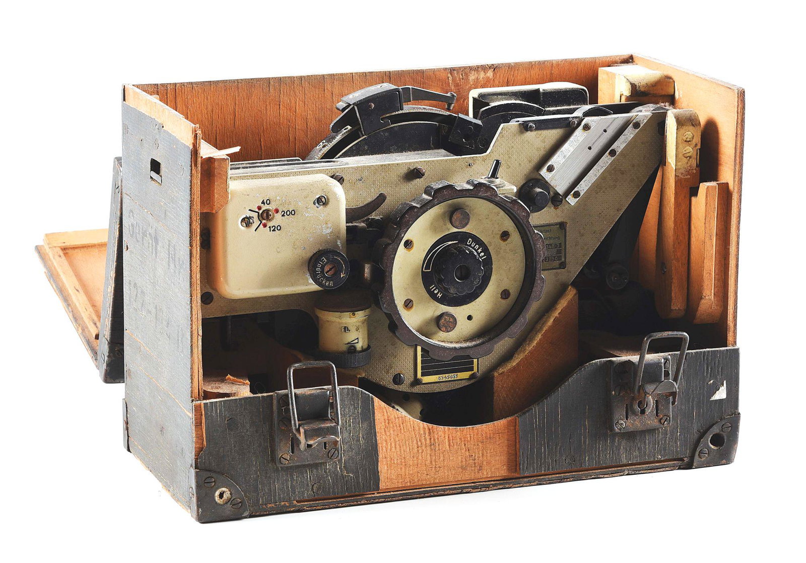 LARGE LOT OF MISCELLANEOUS GERMAN WWI AND WWII FIELD: Lot contains miscellaneous German World War I and II field gear to include a cased military octant, canteens, mess kits, eating utensils, gas masks in cans, etc. CONDITION: Overall fair to very good. 