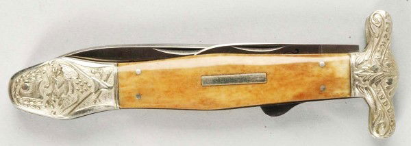 Parker Cut. Co. Hand Made Folding Dirk Knife.: Modern 5 – 3/4" 2-blade Japanese copy of an early Civil war folding Dirk. A very well made reproduction. Mint condition. Size: