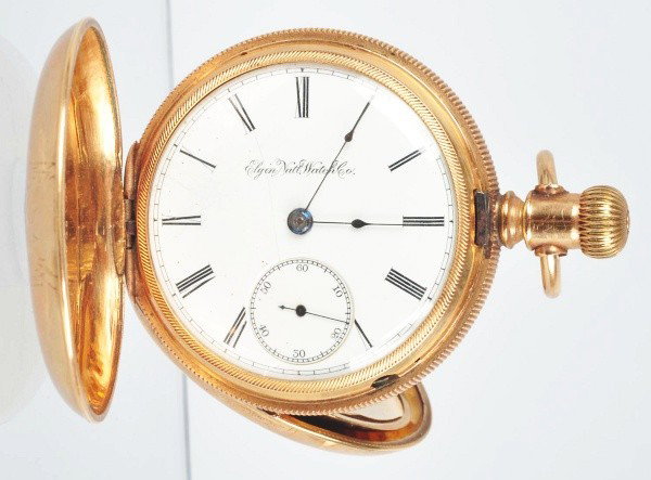 Elgin Hunter Case Pocket Watch.: Working, no. 336102, signed Wheeler, has a crack in the face, 20 size. Size: