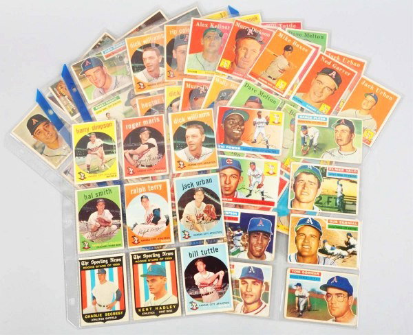 Group Lot of Kansas City A's Baseball Cards.: Includes Roger Maris, Dick Williams, and many other key players. Size: