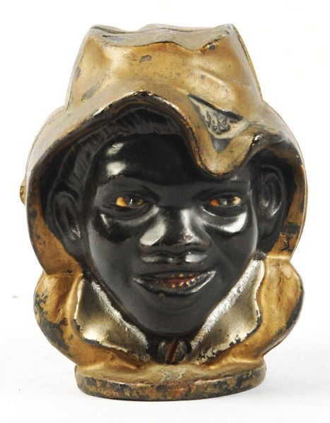 Cast Iron 2-Faced Jolly "N" Still Bank.: Large variation. Size:4 - 1/4" T.