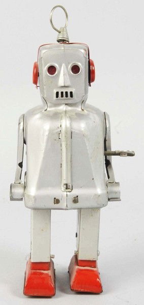 Tin Sparky Robot Wind-Up Toy.: Japanese. Working. Original antenna. Some paint touchup to left leg and foot. Size:7 - 1/4" T.