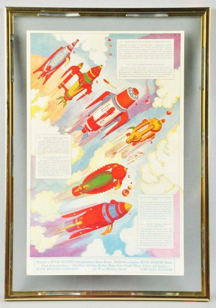 Buck Rogers 25th c. Interplanetary Space Fleet.: John F. Dille Company. Wooden space ship toy has been started but is mostly complete. Comes with plans/instructions for building the ships. Very colorful original box marked "Copyright 1934 Buck Roger