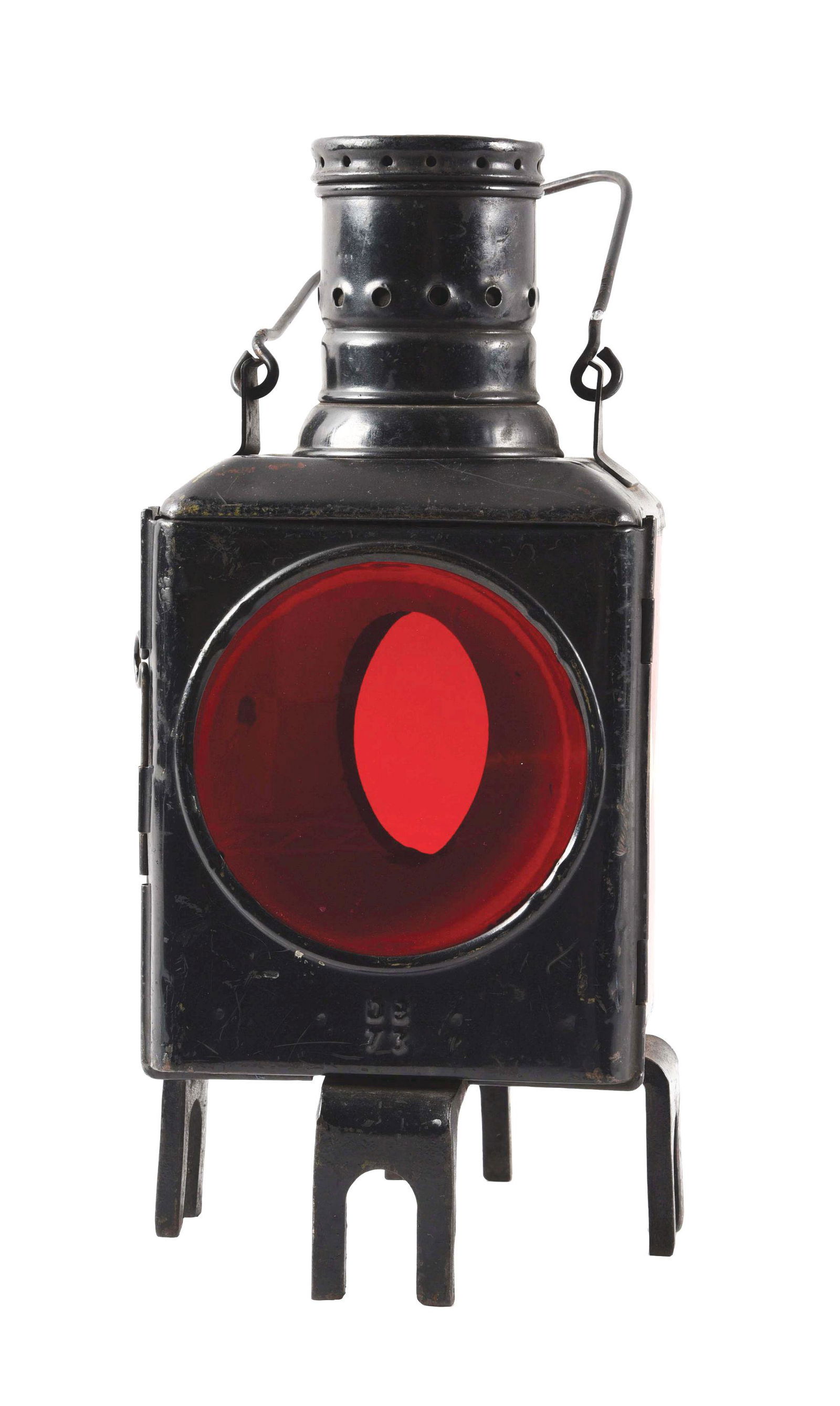 RED & WHITE RAILROAD LANTERN W/ RED AND CLEAR LENSES. (1 of 4)