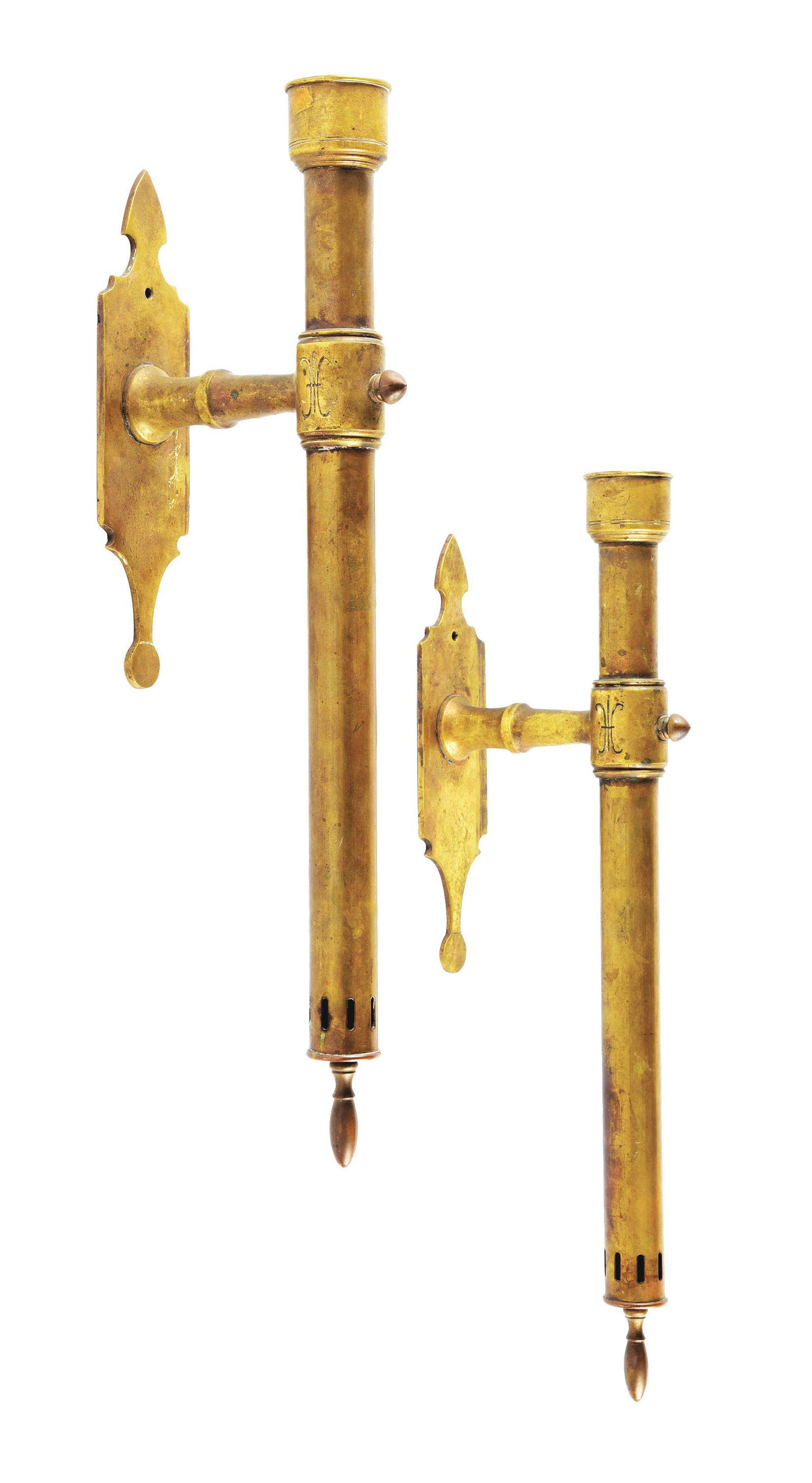 PAIR OF RAILROAD WALL MOUNTED CANDLELIGHT LANTERNS. (1 of 9)