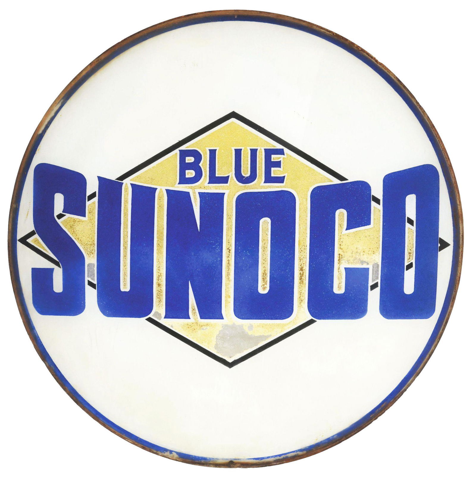 BLUE SUNOCO GASOLINE 15" GLOBE LENS. (1 of 2)