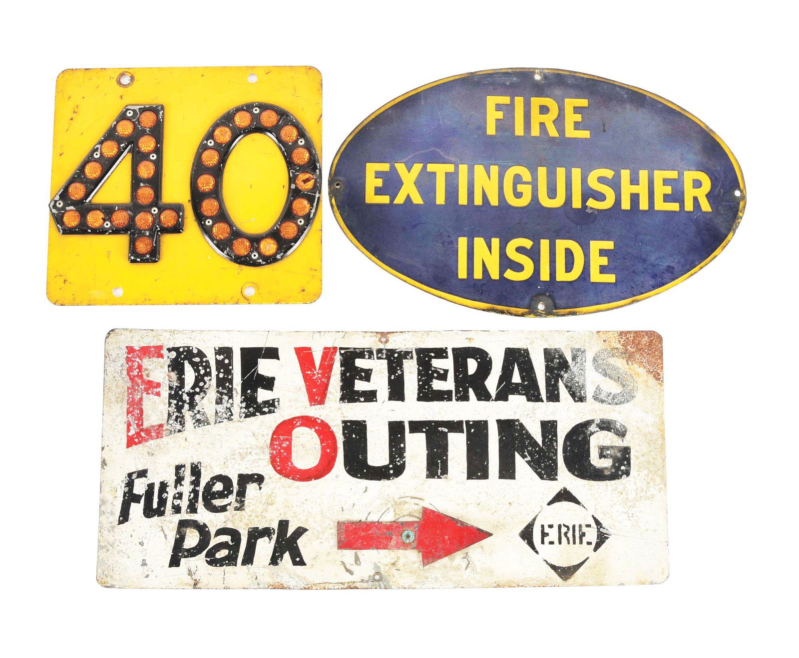 LOT OF 3: TIN & PORCELAIN SIGNS FOR FIRE EXTINGUISHER & (1 of 2)
