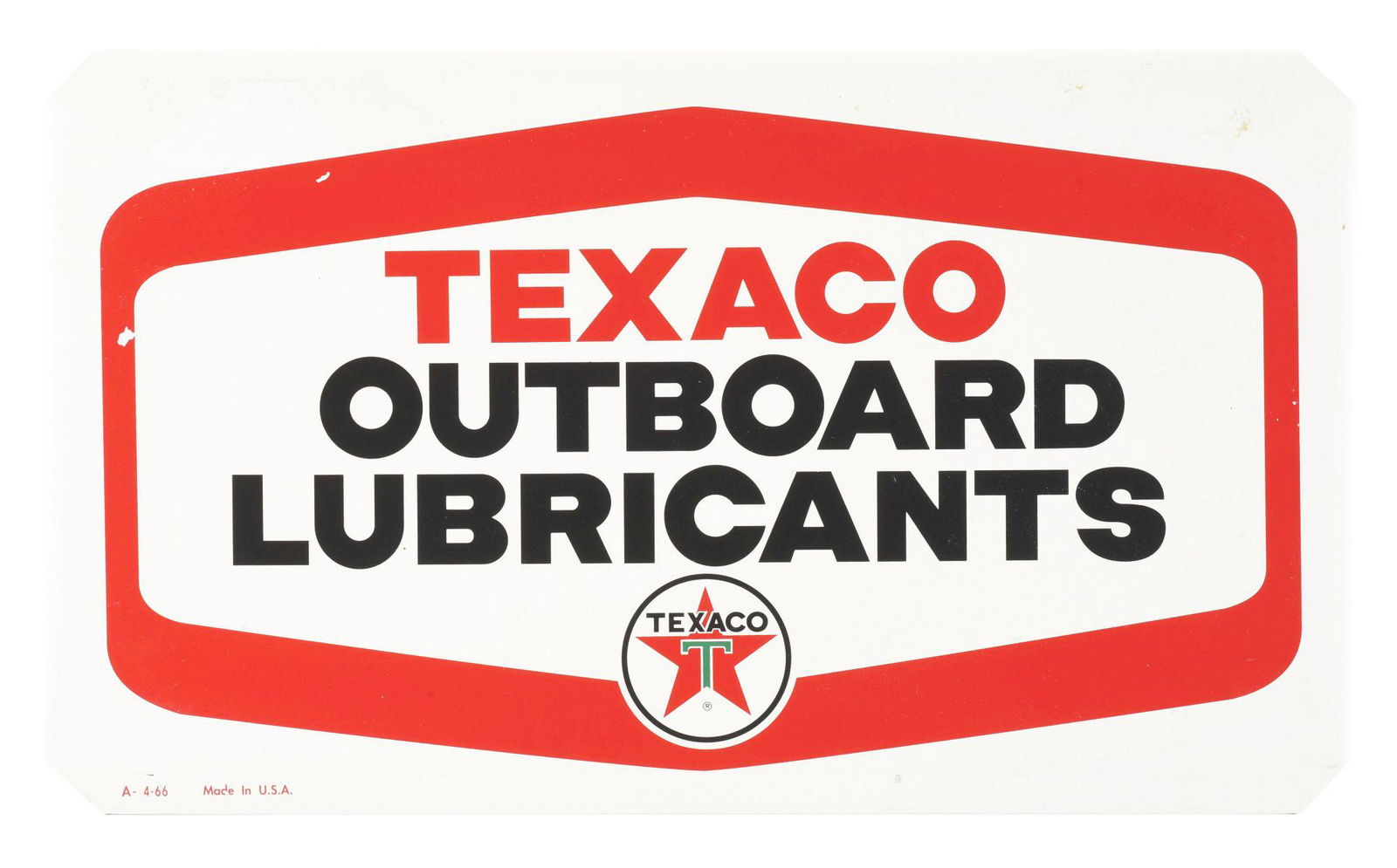 TEXACO OUTBOARD LUBRICANTS TIN SIGN W/ ROLLED OUTER (1 of 3)