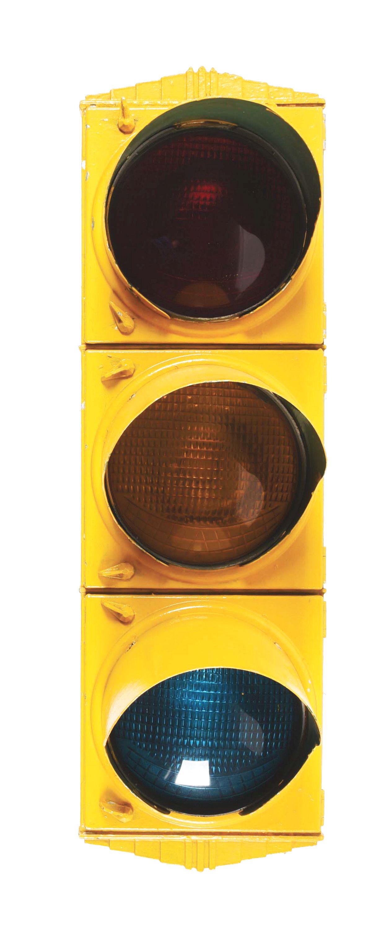 ORIGINAL METAL & GLASS ROADSIDE STOP LIGHT. (1 of 2)