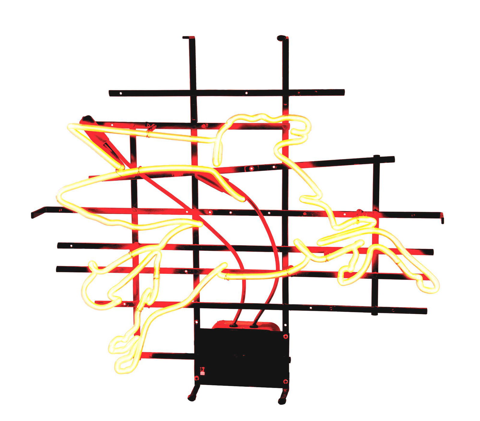 MOBIL PEGASUS SKELETON NEON SIGN ON METAL BACKING. (1 of 3)