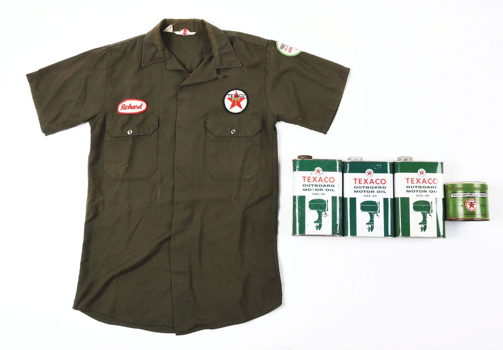 LOT OF 5: TEXACO MOTOR OIL & GREASE CANS & SERVICE (1 of 6)