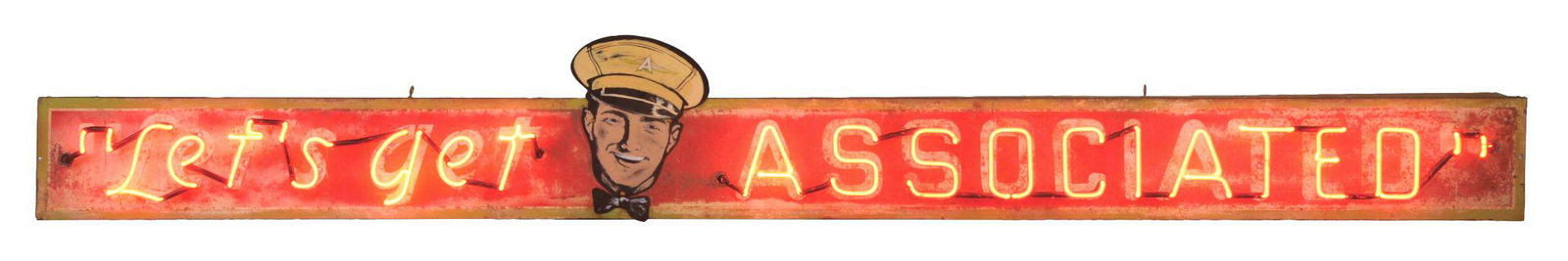 LET'S GET ASSOCIATED TIN SERVICE STATION SIGN W/ ADDED (1 of 3)