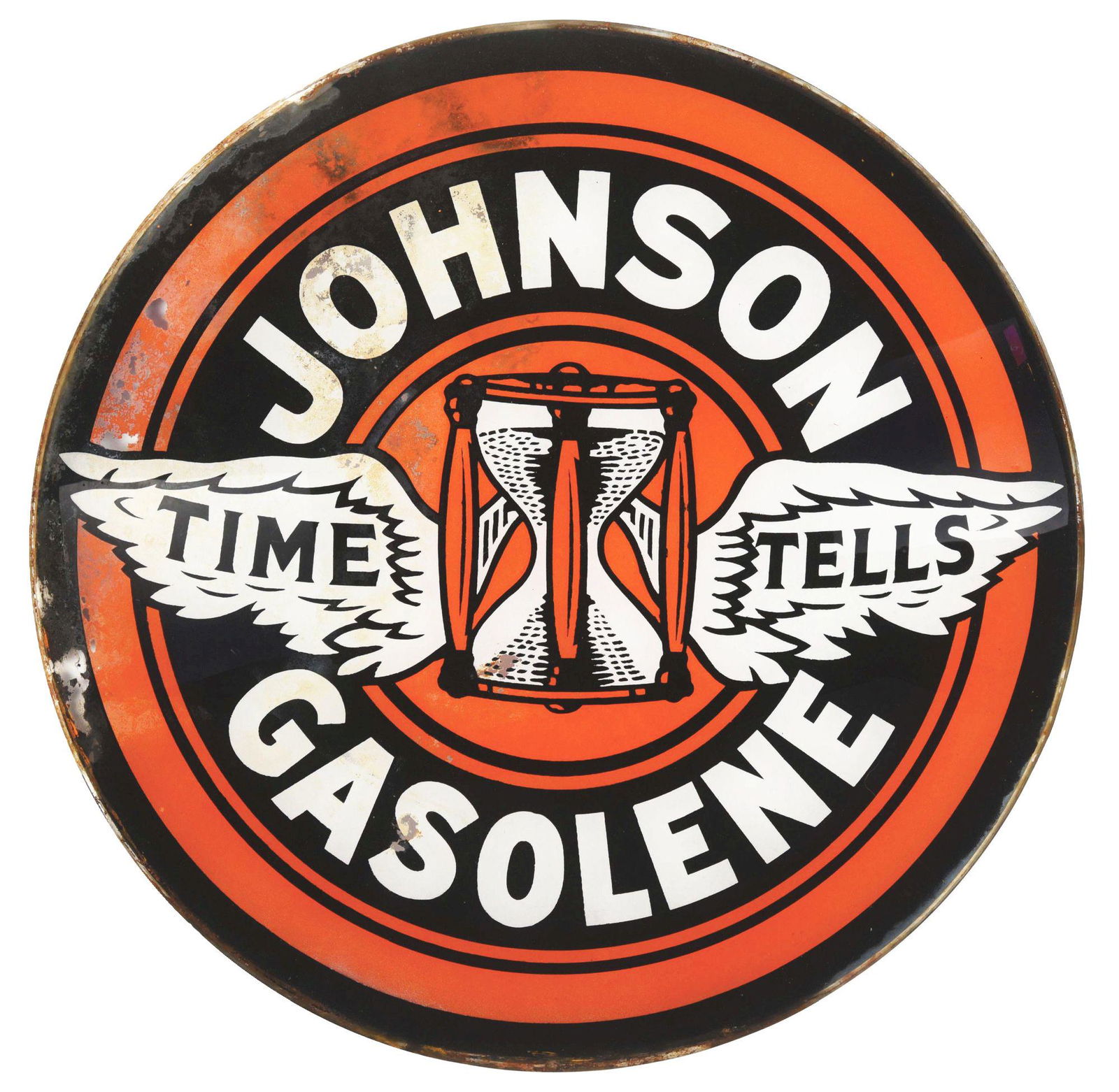 SCARCE JOHNSON TIME TELLS GASOLENE 15" GLOBE LENS W/ (1 of 2)