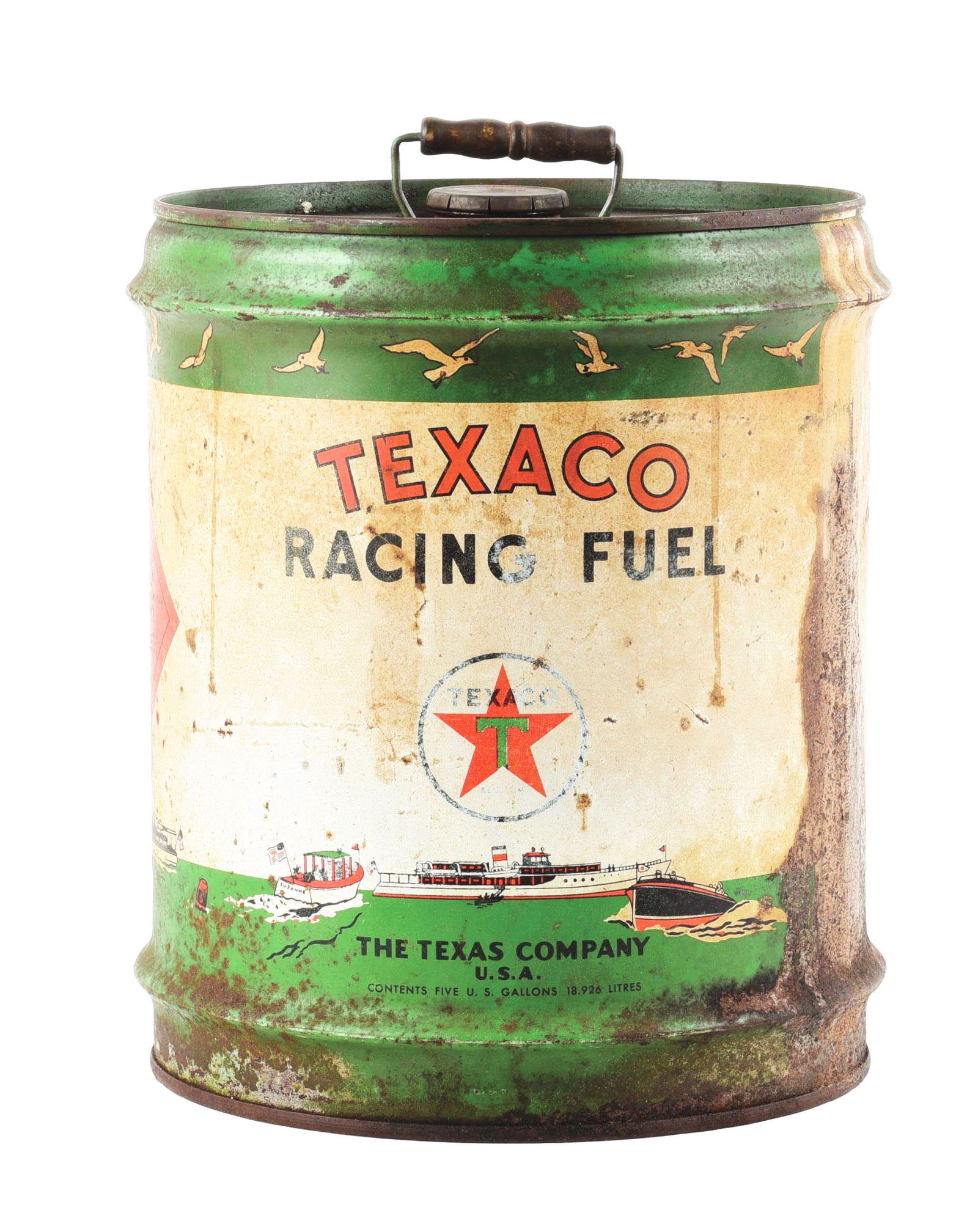 TEXACO RACING FUEL FIVE GALLON CAN W/ BOATING SCENE (1 of 6)