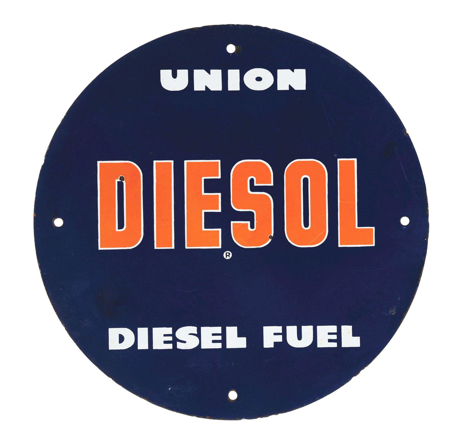 UNION "DIESOL" DIESEL FUEL PORCELAIN PUMP PLATE SIGN. (1 of 2)