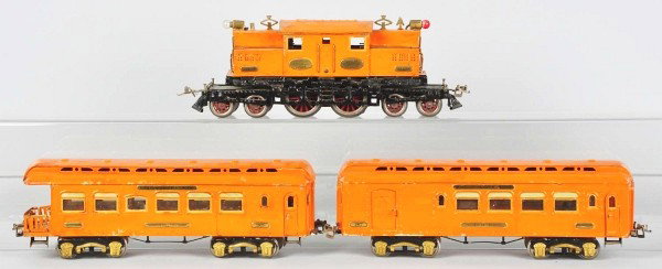 Ives Banker's Special Passenger Train Set.: Description American. Pre-war. Standard gauge. Includes large no. 3243R locomotive, no. 189 observation car, and no. 187 club car. Locomotive has flaking to roof, minor dents throughout, and shellac m