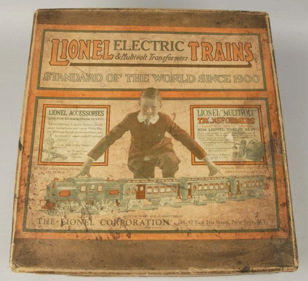 Lionel Standard Gauge No. 351 Freight Train Set.: Description American. Pre-war. This set consists of a no. 8 locomotive in maroon, no. 114 boxcar, no. 112 gondola, and no. 117 caboose. This is a hard-to-find set. Boxcar is dirty but in excellent con