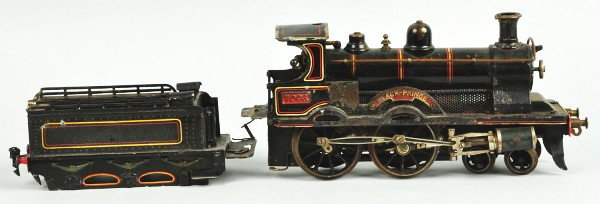 Bing Live Steam Black Prince Locomotive & Tender.: Description German. Gauge 1. English outline. Handpainted. Engine marked "7093". Scarce locomotive is complete and all original with some paint flaking on sides. Tender with missing wheels and some pa