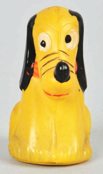 Celluloid Disney Pluto Tape Measure.: Description Pre-war. Marked "Japan" and "Walt Disney" on back. Very little wear overall. Condition (Excellent). Size 2 - 1/2" T. Dimensions:2 - 1/2" T.