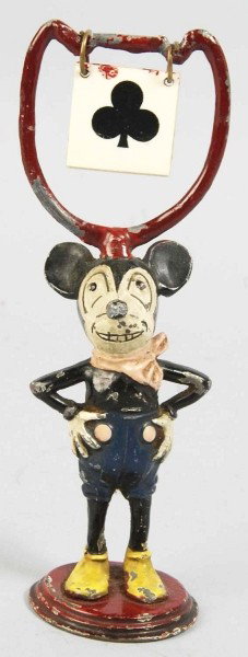 Cast Walt Disney Mickey Bridge Marker Figure.: Description German. Pre-war. Celluloid suit markers for bridge. Early rat-face Mickey with Deans Rag Book look. Some minor chipping and wear. Condition (Very Good - Excellent). Size 6" T. Dimensions:6