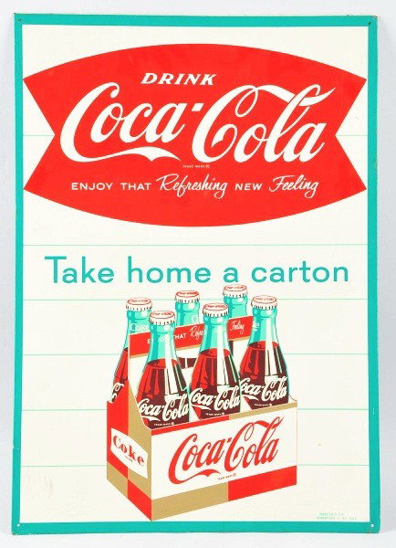 Lot of 5: Assorted Tin Coca-Cola Signs.: Description Three 1963 "Things Go Better" kick plates and two 1960s rack signs. Rack signs have only light soiling and minor wear. One kick plate is quite clean with only minor wear and edge scratches