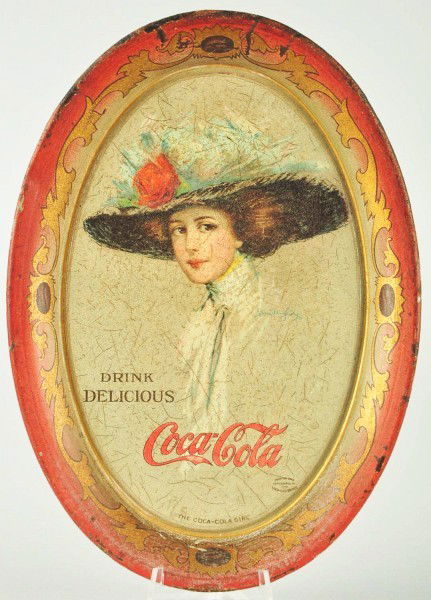 1910 Coca-Cola Change Tray.: Description Darkened and heavily crazed with a dull finish. Rough border and rim. Condition (Fair). Size 6 - 1/8" T. Dimensions:6 - 1/8" T.