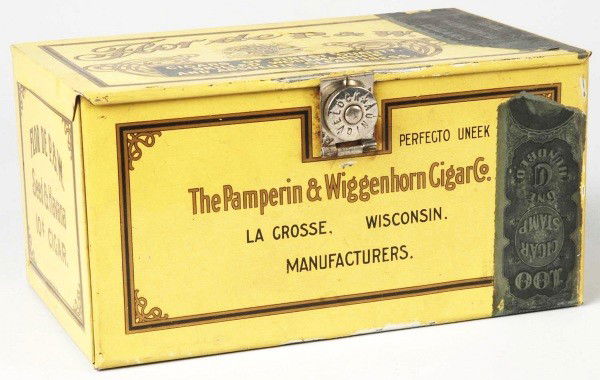 Flor De P&W Cigar Humidor Bin.: Condition (Excellent Plus). Size 4 - 1/4" x 8 - 1/2". Dimensions:4 - 1/4" x 8 - 1/2".