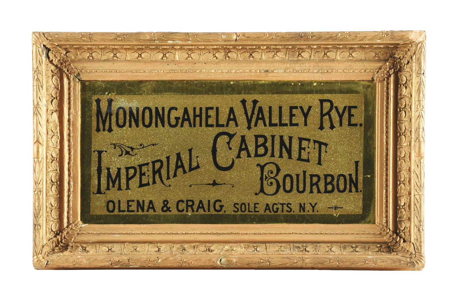 MONONGAHELA VALLEY RYE IMPERIAL CABINET REVERSE PAINTED GLASS. (1 of 2)