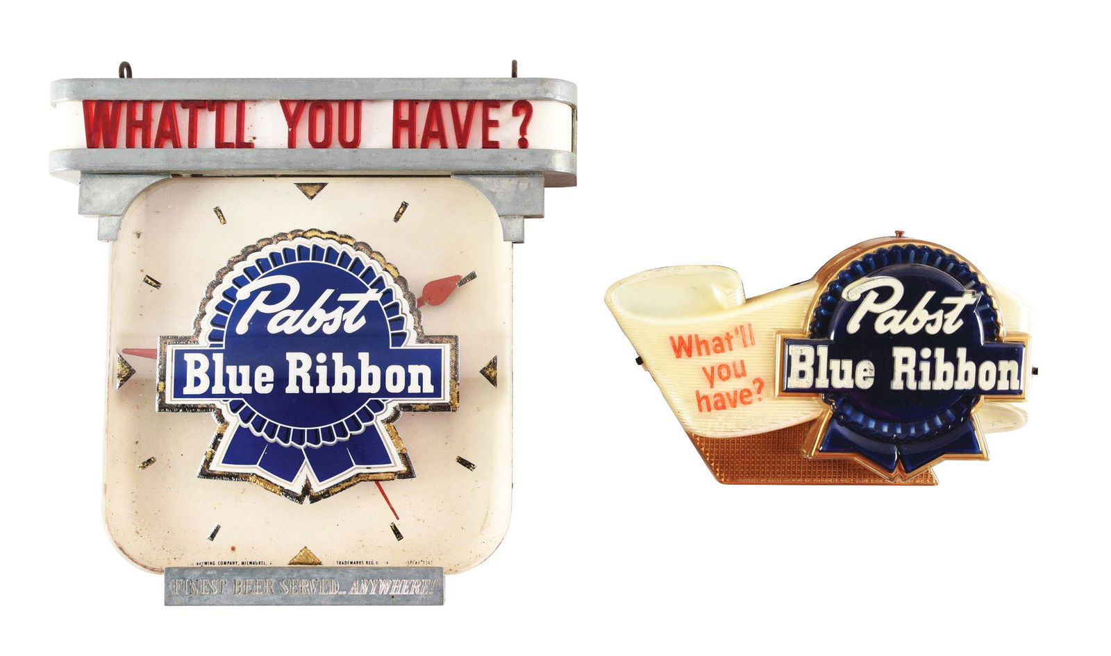 LOT OF 2: PABST BLUE RIBBON LIGHT-UP SIGNS. (1 of 2)