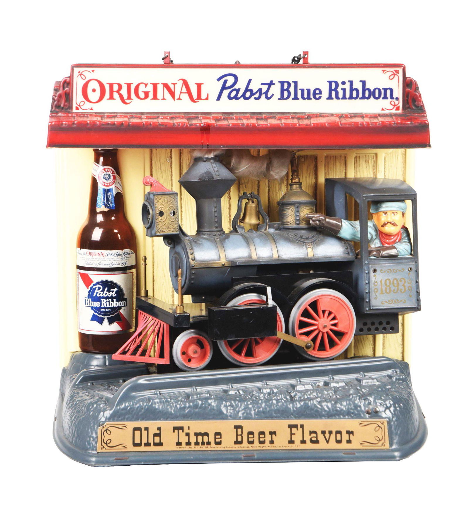 PABST BLUE RIBBON ANIMATED TRAIN SIGN. (1 of 4)