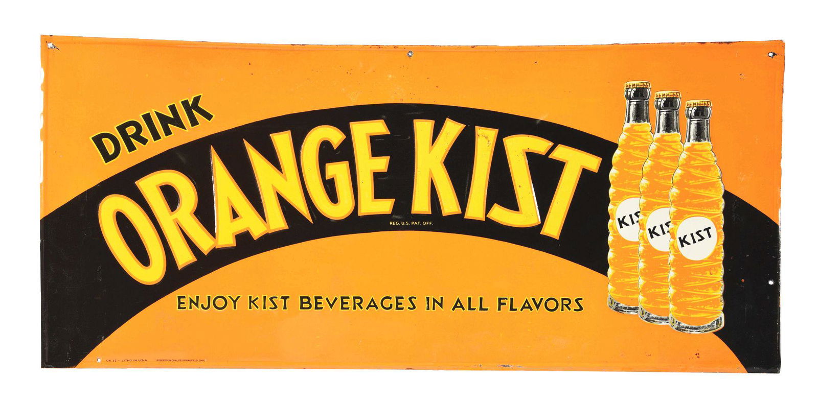 EMBOSSED TIN ORANGE KIST ADVERTISEMENT. (1 of 3)