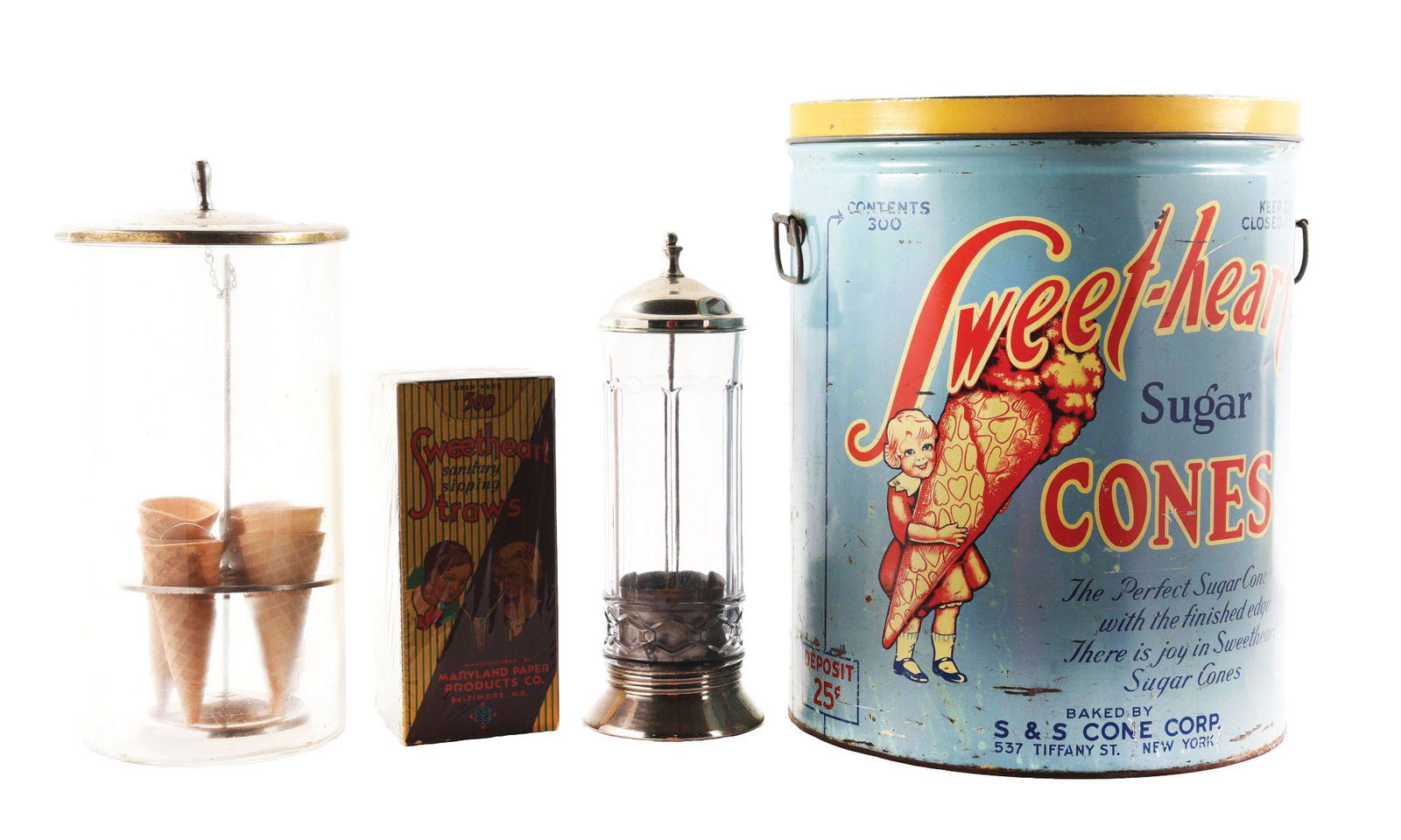 LOT OF 4: MISCELLANEOUS SODA FOUNTAIN ITEMS. (1 of 4)