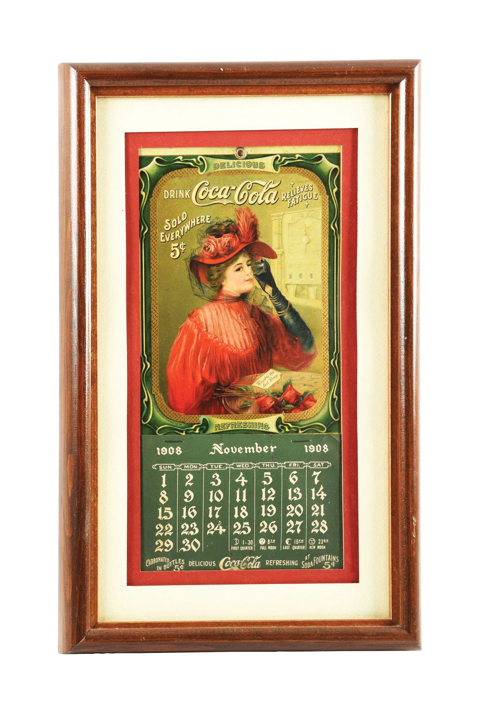 1908 CARDBOARD COCA-COLA CALENDAR. (1 of 3)
