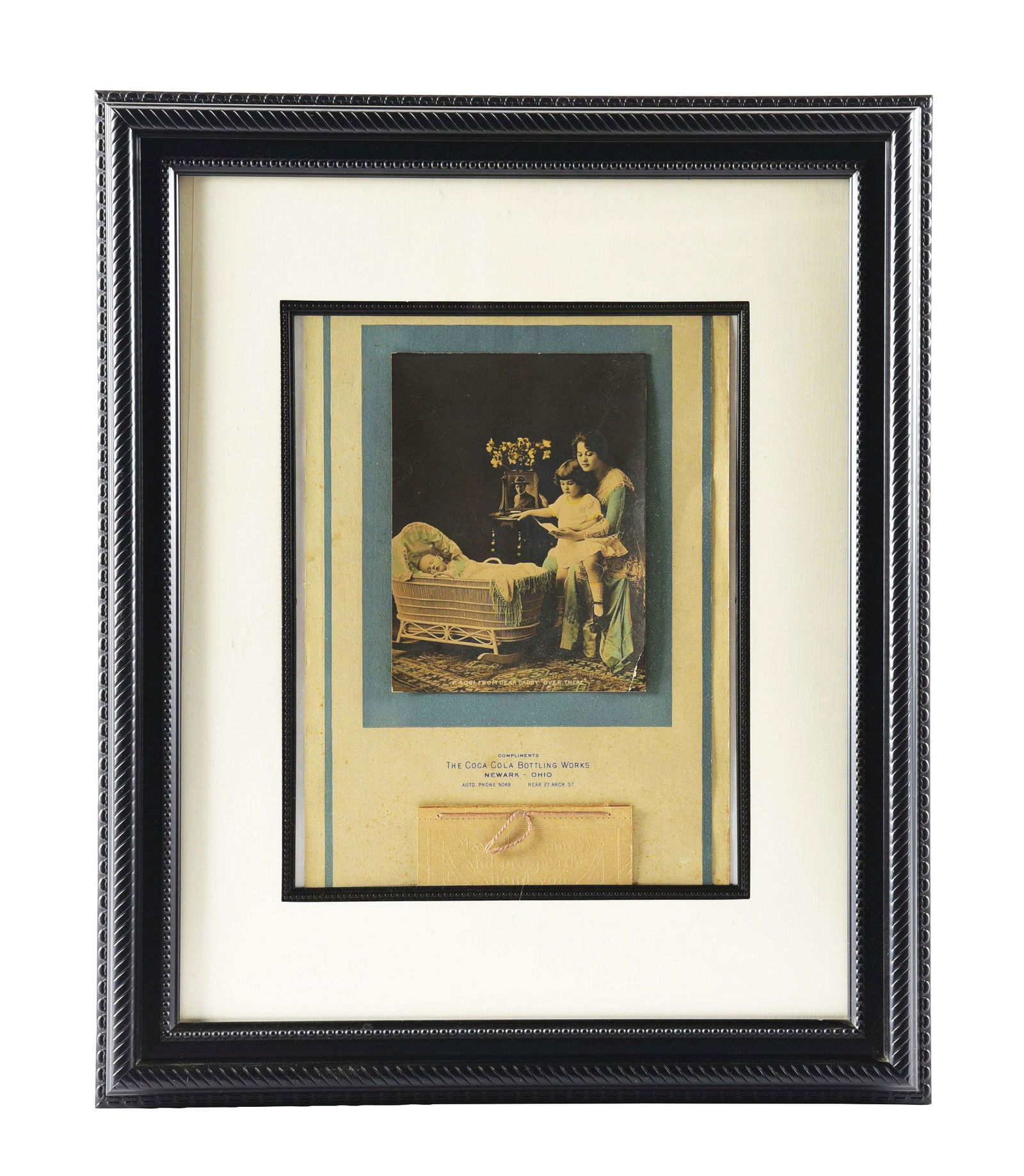 FRAMED CARDBOARD LITHOGRAPH FROM THE COCA-COLA BOTTLING WORKS, NEWARK, OHIO. (1 of 2)