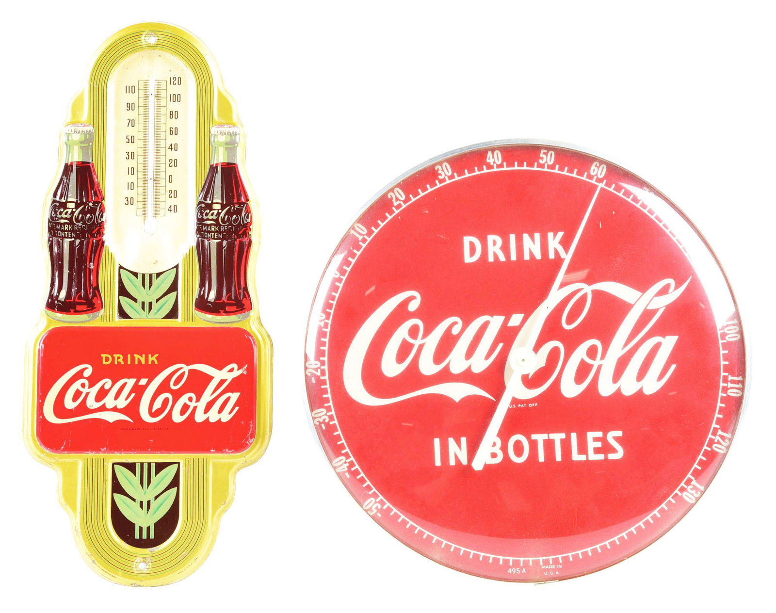 LOT OF 2: COCA-COLA THERMOMETERS. (1 of 2)