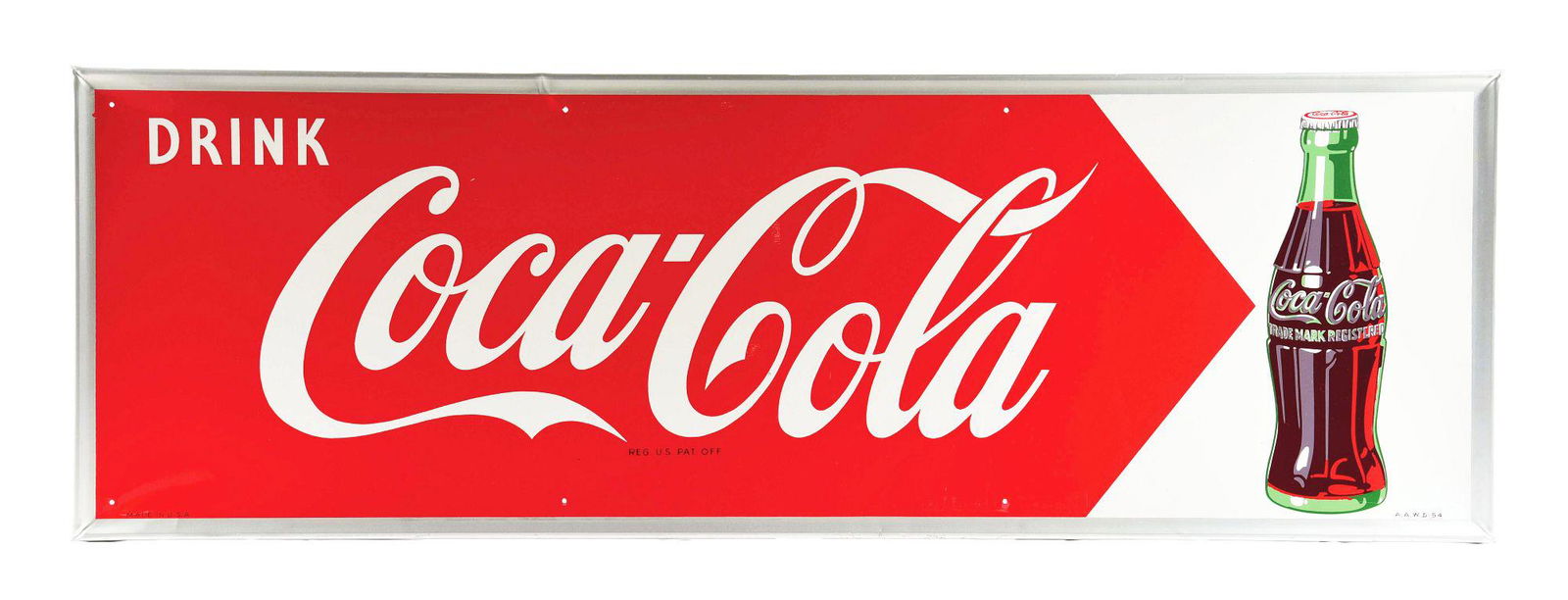 DRINK COCA-COLA SELF FRAMED TIN SIGN. (1 of 4)