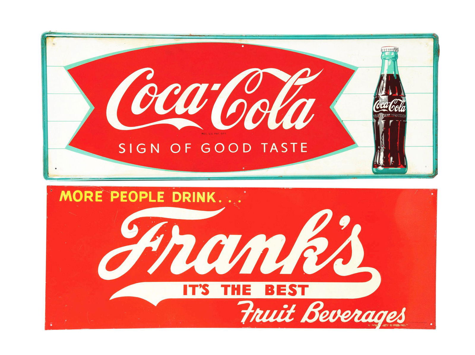 LOT OF 2: SODA POP TIN SIGNS. (1 of 4)