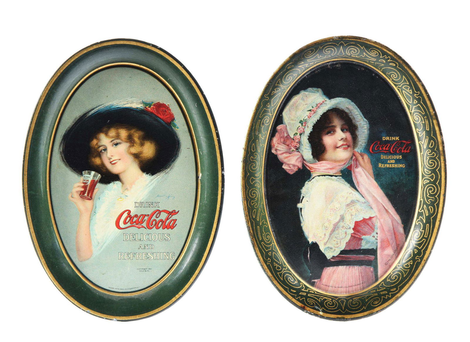 LOT OF 2: 1913 & 1914 COCA-COLA TIP TRAYS. (1 of 2)