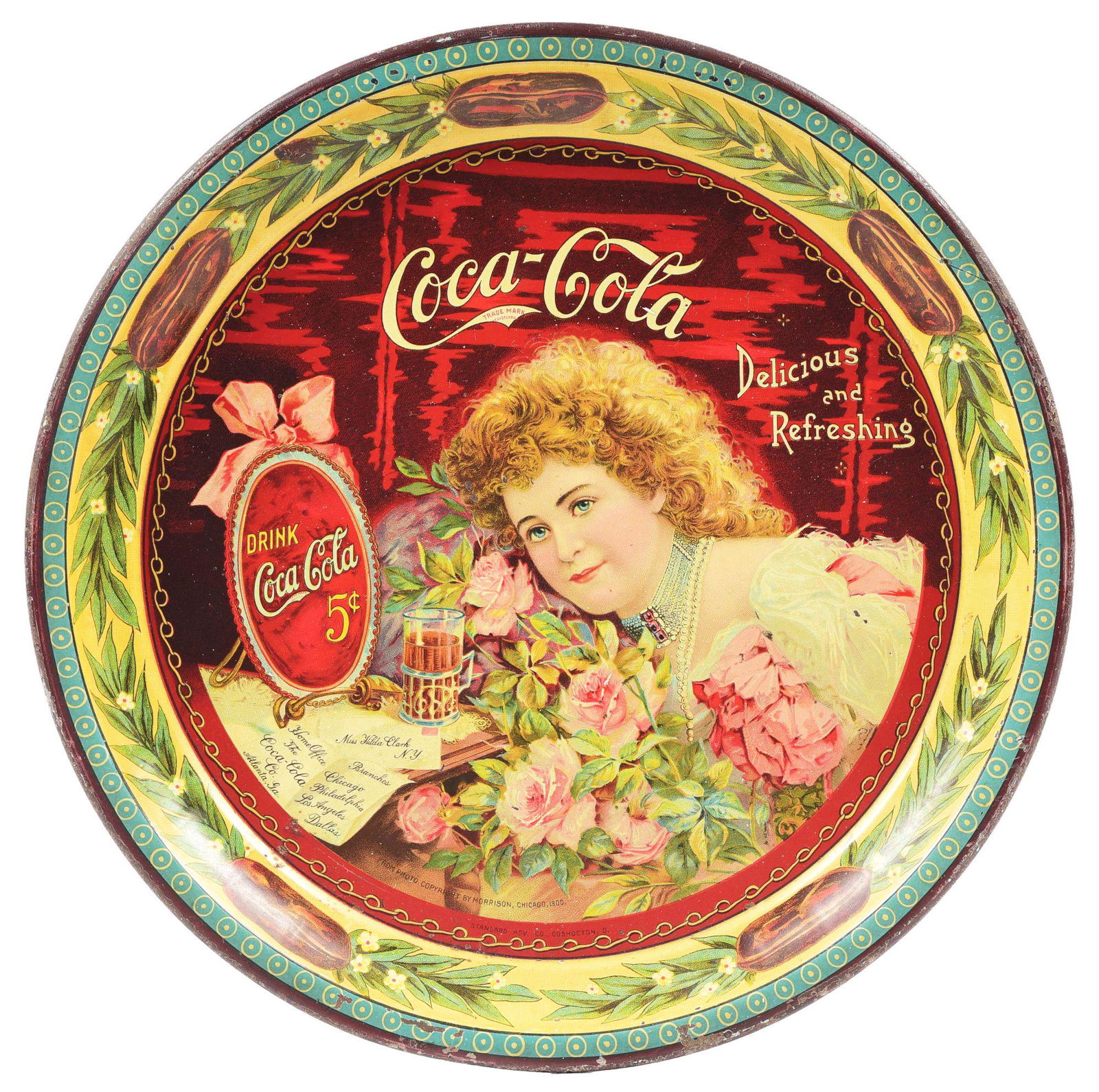 1900 TIN COCA-COLA TRAY. (1 of 2)