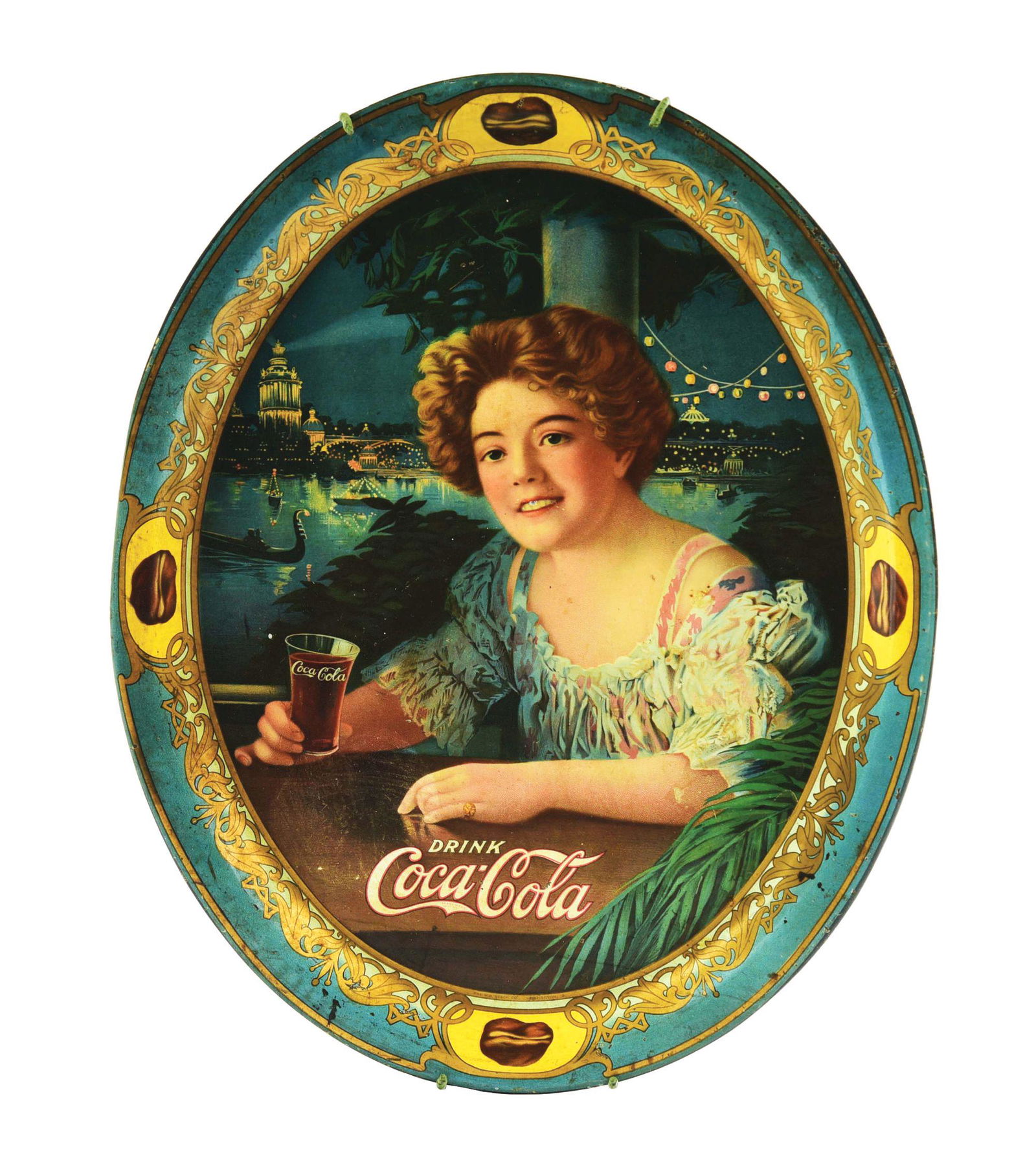 1909 TIN COCA-COLA TRAY. (1 of 2)